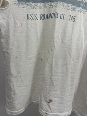 VTG 40s 50s USS Roanoke CL 145 USN Crew Military Issued Thrashed Worn T-Shirt M