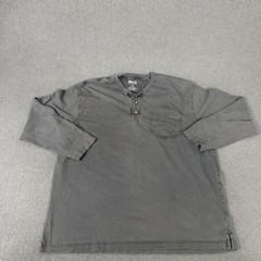Duluth Trading Co Shirt Mens XL Gray Long Sleeve Henley Pocket Cotton Tagless