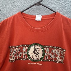 Mexico Shirt Adult 2XL XXL Orange Mazatlan Gecko Lizard Iguana Aztec Southwest
