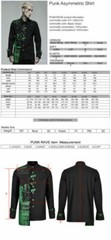 PUNK RAVE Men’s Punk Personality Asymmetric Shirt Slim Fit Casual Black Shirts