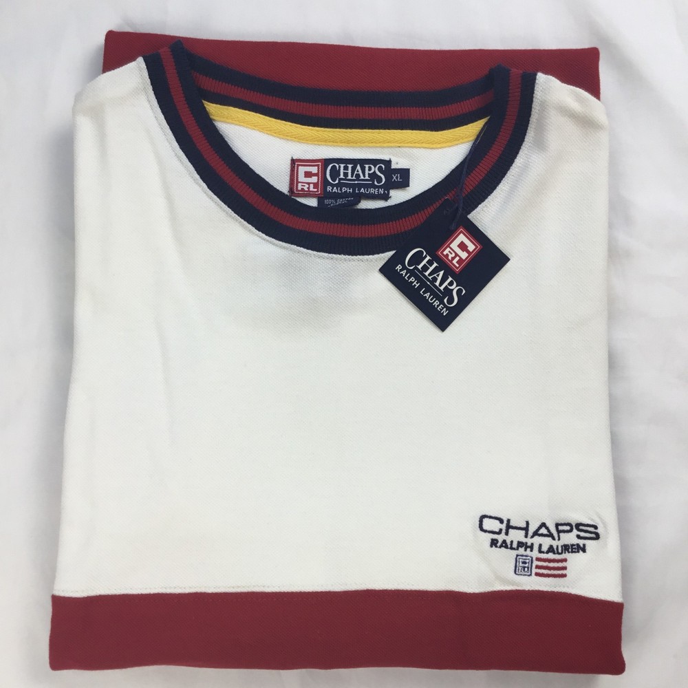 Chaps Ralph Lauren Mens Shirt XL Short Sleeve Color Block Y2K Vintage Deadstock