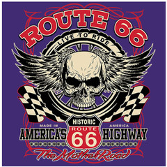 BIKER T-SHIRT-ROUTE 66-LIVE TO RIDE-AMERICA’S HIGHWAY