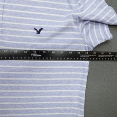 American Eagle Henley Neck T Shirt Men’s Size M Blue Striped Short Sleeve