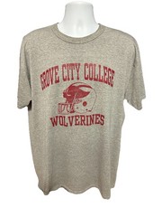 VTG Grove City College Wolverines Football Shirt Men XL Heather Gray Russell
