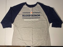 American Red Cross Blood Donor Raglan XL 3/4 Sleeve T-Shirt – Baseball Tee