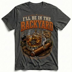 Ill Be In The Backyard BBQ Whiskey Grill Cigar Relax T-Shirt Good Times Tee