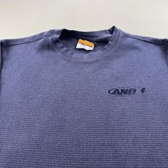 Vintage AND1 T-Shirt Mens Large Blue Thermal Waffle Knit Basketball Long Sleeve