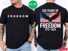 250 Years 1776-2026 Vintage 250th Birthday 4th of July Flag Front Back T-Shirt