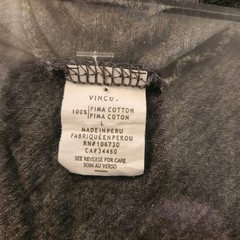 Vince Pima Cotton Lined Henley Mens Large Dark Charcoal Gray