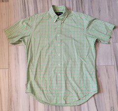L Ralph Lauren Classic Fit it Short-Sleeve Plaid Shirt Embroidered Pink Pony
