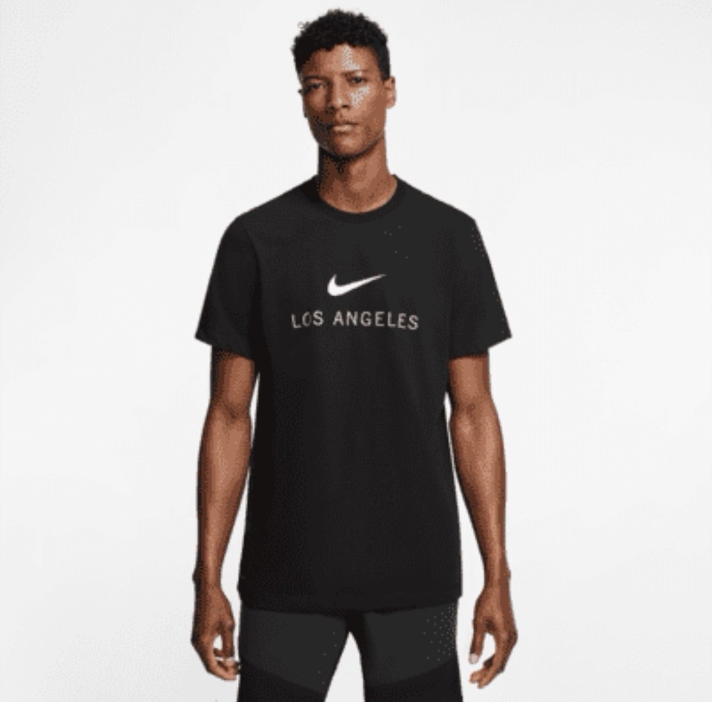 Nike Dri-Fit Los Angeles Swoosh Logo Graphic T-shirt Men Large Black