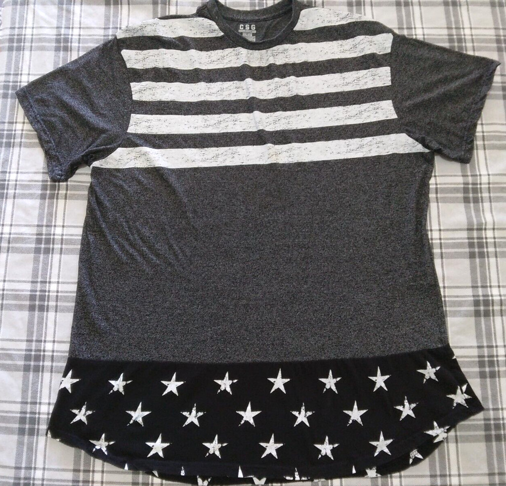 CSG Champs Sports Gear Mens Short Sleeve T-Shirt Round Hem Stars Stripes Sz 2XL