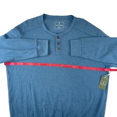 NEW Mutual Weave Henley Shirt Mens 2XL Blue Waffle Knit 3 Button Long Sleeve