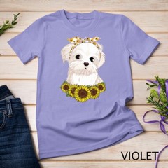 Girls Women Mom Maltese Dog Sunflower Gift T-Shirt Unisex T-shirt
