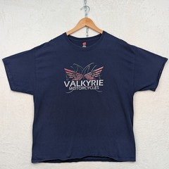 VTG Hanes T-Shirt Men’s XL Navy Blue Valkyrie Motorcycles Biker Streetwear Y2K