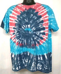 New Tie Dye Men’s T-Shirt Red Blue Adult LARGE Multicolor Summer Spiral Swirl