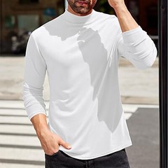 Men Long Sleeve T-shirt High Neck Jumper Undershirt Mock Neck Tops Pullover Slim