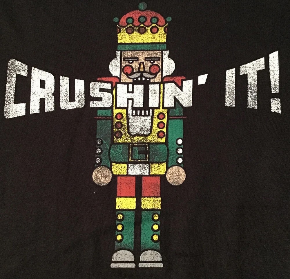 Holiday Time Crushin’ It! Nutcracker Black Christmas Shirt -Men’s Size S NEW