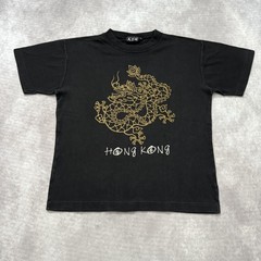 Vintage 90s Hong Kong Shirt Size M Single Stitch Dragon Tourist Souvenir Black