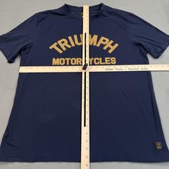 Triumph Shirt Mens 2XL Blue Motorcycles Burnham Arch Logo Graphic Tee Biker