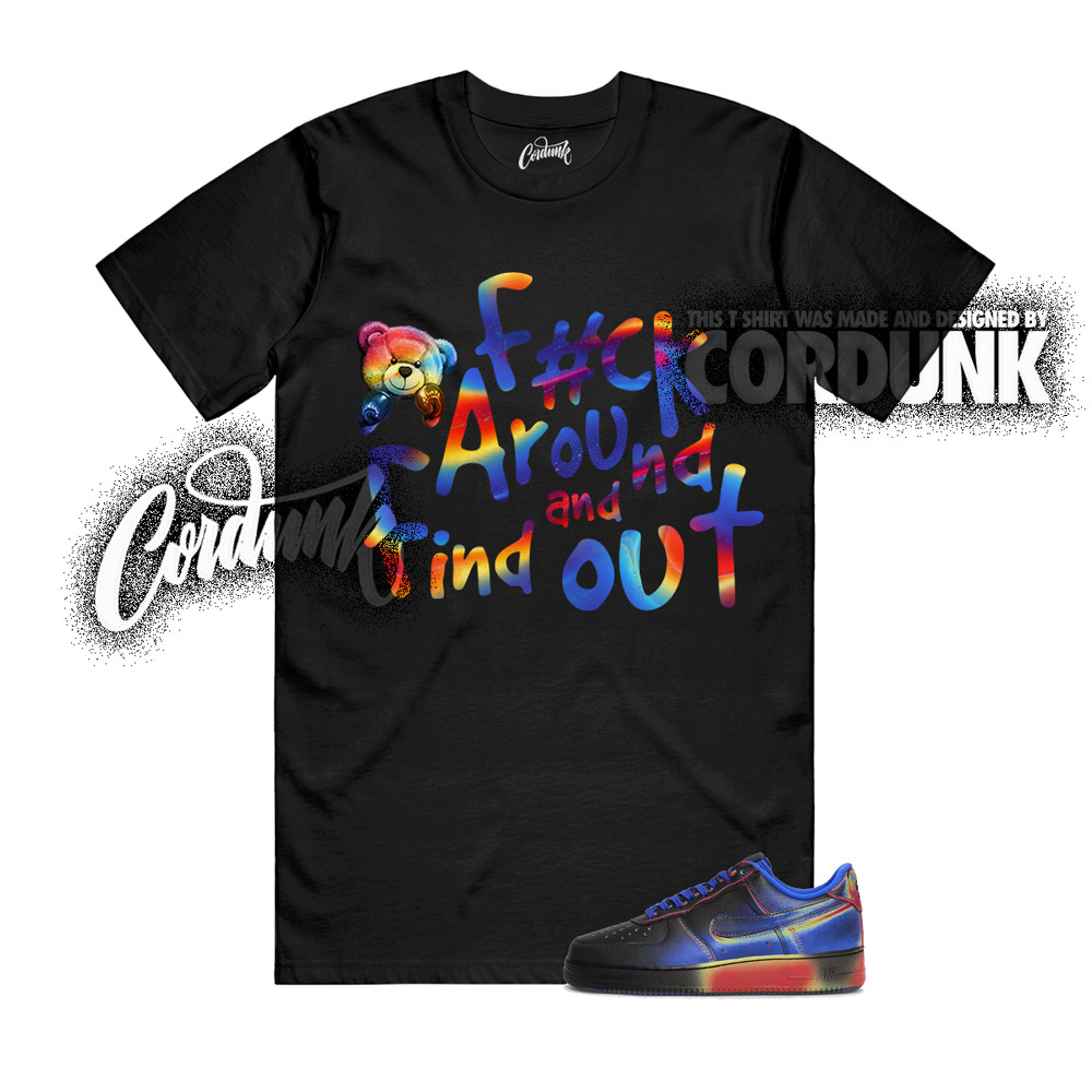 Air Force 1 Low Retro Heat Map Black Racer Blue T Shirt Match FCK