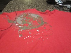 Marc Ecko V-Neck T-Shirt – Red – XL – Silver Foil Logo