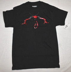 Marvel Deadpool Mens Deadpool Night Leaper Red Foil Graphic Black Shirt NWT M