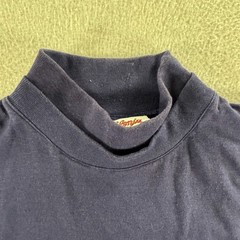 Babilonia Mock Neck Shirt Mens L Navy Blue Pleated Back Long Sleeve Preppy