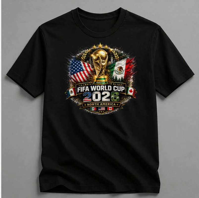 FIFA World Cup 2026 T-Shirt Soccer Graphic Tee Football Fan 26 Trophy