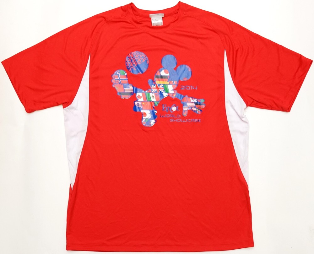 New Disney Parks 2014 EPCOT World Showcase Mickey Soccer Men’s Red Jersey L/XL