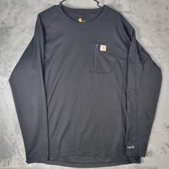 Carhartt Force Shirt Mens Size 2XL Long Sleeve Black Zip Pocket Work Utility