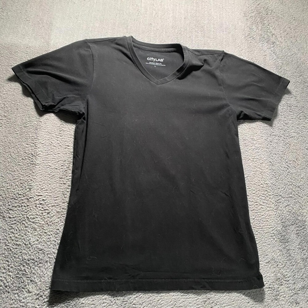 CityLAB T-Shirt Men Large Black Short Sleeve Stretch Slim Fit