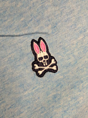 Psychobunny Heather Blue V-Neck Tee Sz.4 Small Small Logo Pima Cotton Peru