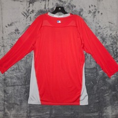 Nike Pro Dri-FIT Baseball Top Long Sleeve Gray Red Athletic Shirt Large