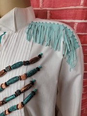 GIORGIO PATRINO Select BROADCLOTH TRIBAL INDIAN RARE GRAPHIC SHIRT XL/4-5 #C