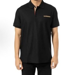 Burberry SS24 Logo Letter Embroidered Short-Sleeved Polo Shirt for Men’S Black
