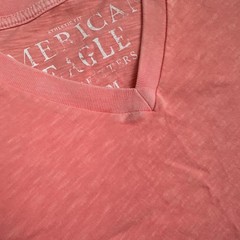 American Eagle T-Shirt Mens Medium Bright Neon Pink Coral Logo Cotton Eagle Logo