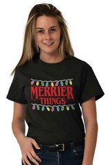 Merrier Things Stranger Christmas Holiday Adult Short Sleeve Crewneck Tee