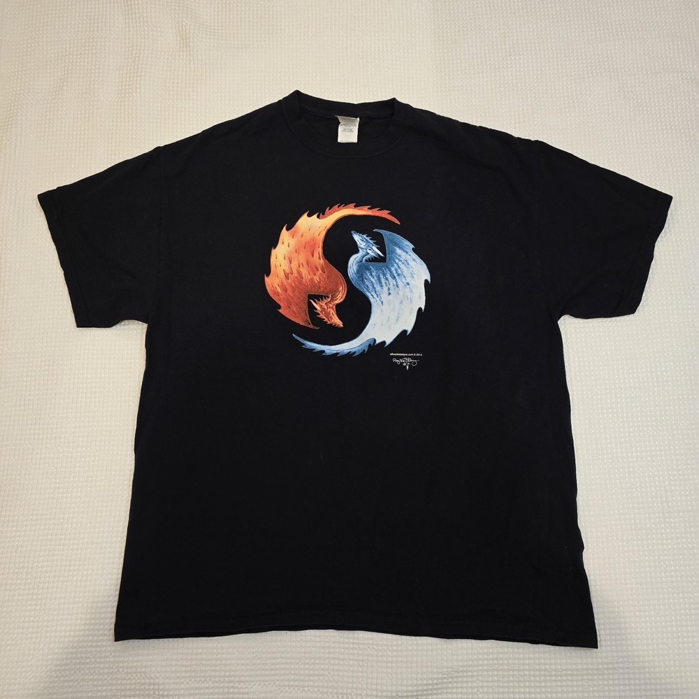 Raymond VanTilburg Art Off World Designs Flying Dragons Black Tee Tshirt XL