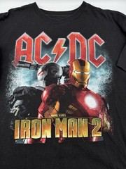 AC/DC Iron Man 2 Movie Soundtrack Band Graphic T-Shirt Marvel Size L Black
