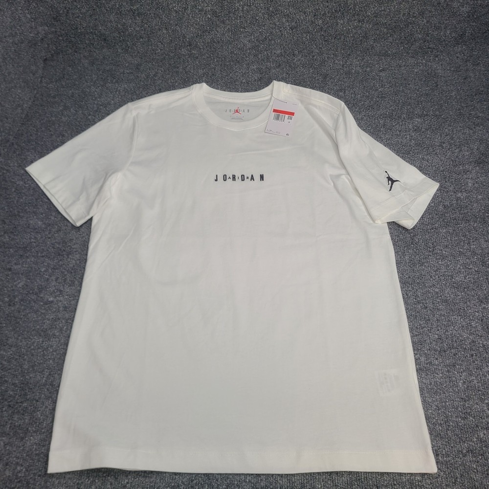 Jordan Shirt Mens Large White Black Embroider Wordmark Jumpman Logo Nike Air Tee