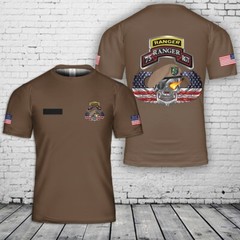 Custom Name US Army 75th Ranger Regiment Rangers Beret 3D shirt full size S-5XL