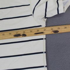 BYLT Shirt Mens Large White Striped Drop Cut S/S Lux Curved Hem Crewneck Tee