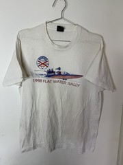 Vintage Shirt Adult L White Flat Water Rally Boat 1988 Graphic Single Stitch