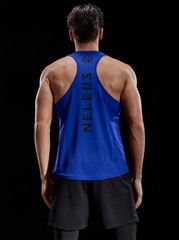 NELEUS ‘Dry Fit Logo Muscle’ Mesh Tank Top Men’s M Gym Workout Exercise Blue NEW