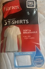 Hanes 3 Pack White Tagless T-Shirts 3XL 54-56 Crew Neck , cotton tshirts