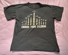 Rothco Choose Your Caliber Shirt Mens XL Black Bullet Cal Sizes Graphic Tee