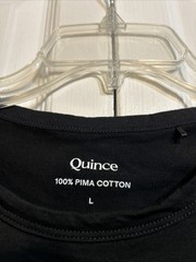 Quince Cotton Luxe Touch Tee T Shirt Size L Large 100% Pima Crewneck Mens Black