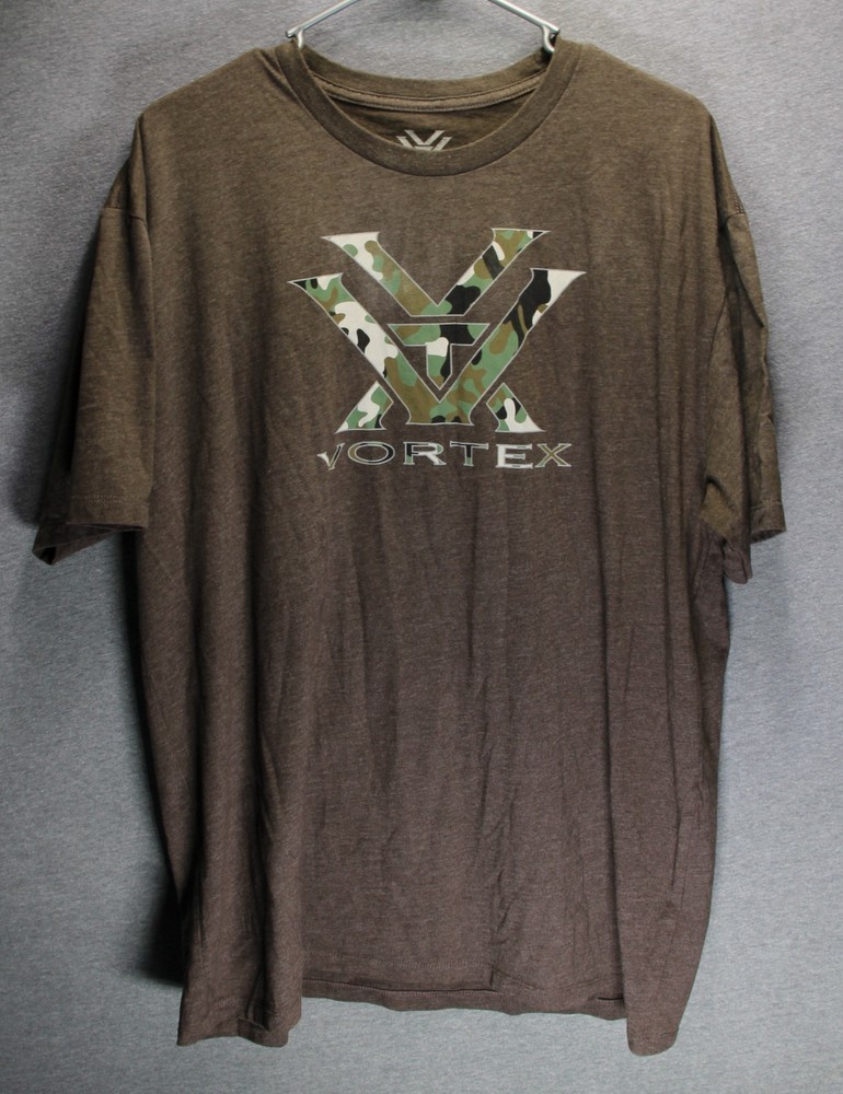 Vortex Optics Camo Logo T-Shirt Men’s XL Brown Short Sleeve Crew Neck Hunting