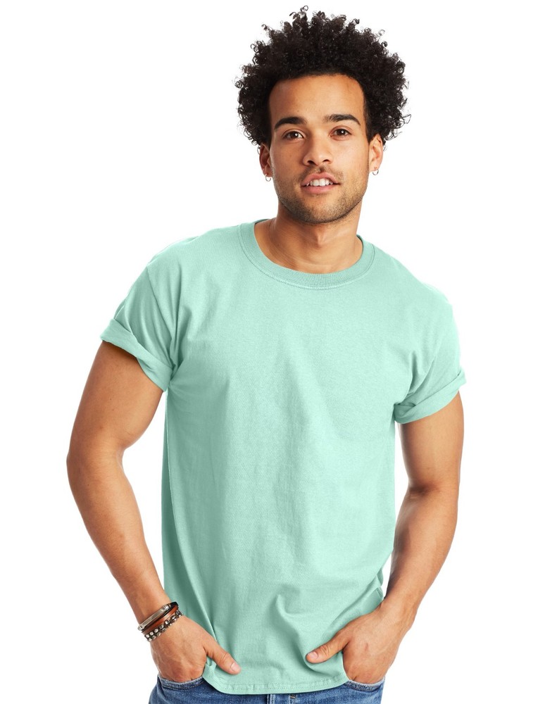 Hanes 5250 Authentic-T Unisex T-Shirt Clean Mint Crew Neck Short Sleeve NEW